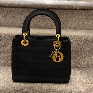 Lady Dior small Black Quilted Handbag with Gold Accents